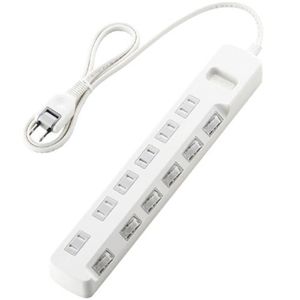 エレコム 省エネタップ/個別スイッチ/ホコリシャッター付/6個口/1m(ホワイト) T-E04-2610WH