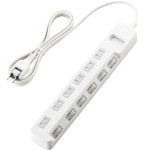 エレコム 省エネタップ/個別スイッチ/ホコリシャッター付/6個口/2m(ホワイト) T-E04-2620WH