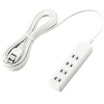 エレコム 雷ガードタップ/スイッチ無/4個口/5m(ホワイト) T-K01-2450WH