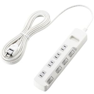 エレコム 雷ガードタップ/個別スイッチ/4個口/5m(ホワイト) T-K03-2450WH