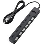 エレコム 雷ガードタップ/個別スイッチ/6個口/2.5m(ブラック) T-K03-2625BK