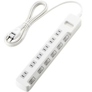 エレコム 雷ガードタップ/個別スイッチ/6個口/2.5m(ホワイト) T-K03-2625WH