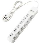 エレコム 雷ガードタップ/個別スイッチ/6個口/2.5m(ホワイト) T-K03-2625WH