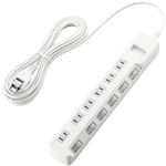 エレコム 雷ガードタップ/個別スイッチ/6個口/5m(ホワイト) T-K03-2650WH