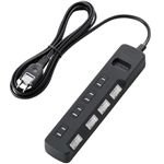 エレコム 雷ガードタップ/個別スイッチ/ホコリシャッター付/4個口/2.5m(ブラック) T-K04-2425BK