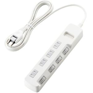 エレコム 雷ガードタップ/個別スイッチ/ホコリシャッター付/4個口/2.5m(ホワイト) T-K04-2425WH