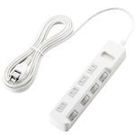 エレコム 雷ガードタップ/個別スイッチ/ホコリシャッター付/4個口/5m(ホワイト) T-K04-2450WH