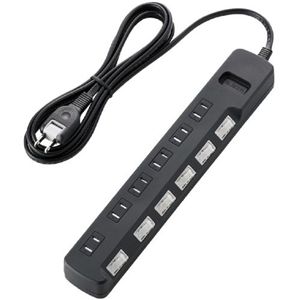エレコム 雷ガードタップ/個別スイッチ/ホコリシャッター付/6個口/2.5m(ブラック) T-K04-2625BK