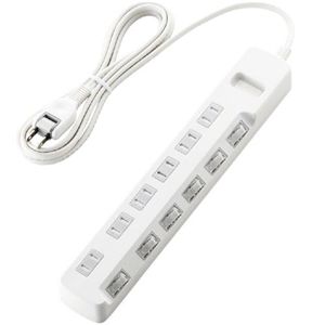 エレコム 雷ガードタップ/個別スイッチ/ホコリシャッター付/6個口/2.5m(ホワイト) T-K04-2625WH