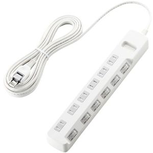 エレコム 雷ガードタップ/個別スイッチ/ホコリシャッター付/6個口/5m(ホワイト) T-K04-2650WH