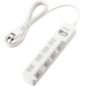 エレコム 雷ガードタップ/一括&個別スイッチ/ホコリシャッター付/4個口/2.5m(ホワイト) T-K05-2425WH