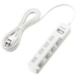 エレコム 雷ガードタップ/一括&個別スイッチ/ホコリシャッター付/4個口/5m(ホワイト) T-K05-2450WH
