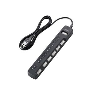 エレコム 雷ガードタップ/一括&個別スイッチ/ホコリシャッター付/6個口/2.5m(ブラック) T-K05-2625BK