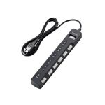 エレコム 雷ガードタップ/一括&個別スイッチ/ホコリシャッター付/6個口/2.5m(ブラック) T-K05-2625BK