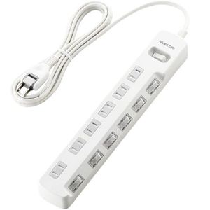 エレコム 雷ガードタップ/一括&個別スイッチ/ホコリシャッター付/6個口/2.5m(ホワイト) T-K05-2625WH