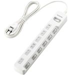エレコム 雷ガードタップ/一括&個別スイッチ/ホコリシャッター付/6個口/2.5m(ホワイト) T-K05-2625WH