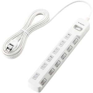 エレコム 雷ガードタップ/一括&個別スイッチ/ホコリシャッター付/6個口/5m(ホワイト) T-K05-2650WH