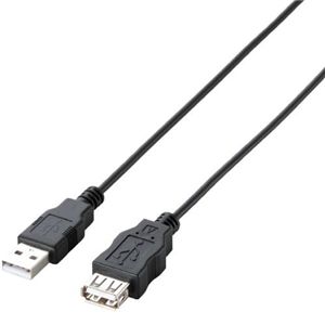 エレコム エコUSB2.0延長ケーブル/A-Aメスタイプ/エコ/1m/ブラック U2C-JE10BK