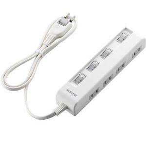 エレコム 個別スイッチ付省エネタップ(横挿しタイプ) (2ピン 4個口) ホワイト T-E05-2410WH