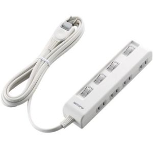 エレコム 個別スイッチ付省エネタップ(横挿しタイプ) (2ピン 4個口) ホワイト T-E05-2430WH