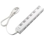 エレコム 個別スイッチ付省エネタップ(横挿しタイプ) (2ピン 6個口) ホワイト T-E05-2610WH