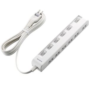 エレコム 個別スイッチ付省エネタップ(横挿しタイプ) (2ピン 6個口) ホワイト T-E05-2630WH
