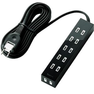 エレコム シャッタータップ flecc barra (2ピン 6個口) ブラック T-FLC01-2630BK