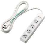 エレコム 3ピンプラグ対応タップ (3ピン 4個口) ホワイト T-T01-3425WH