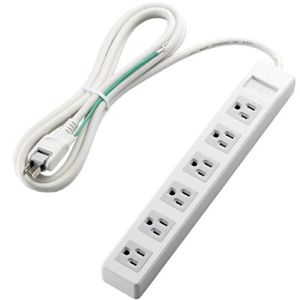 エレコム 3ピンプラグ対応タップ(マグネット付) (3ピン 6個口) ホワイト T-T02-3625WH