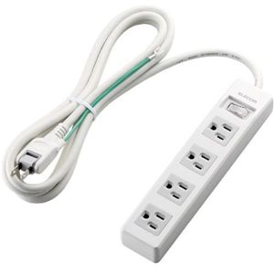 エレコム 一括スイッチ付3ピンプラグ対応タップ (3ピン 4個口) ホワイト T-T03-3425WH