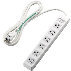 エレコム 一括スイッチ付3ピンプラグ対応タップ (3ピン 6個口) ホワイト T-T03-3625WH