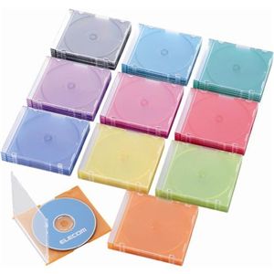 エレコム CD/DVD/Blu-ray スリムプラケース/1枚収納/50枚/10色 CCD-017L10C