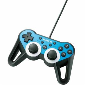 エレコム USBゲームパッド/12ボタン/振動/連射/高耐久/ブルー JC-U3312SBU