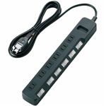 エレコム タップ/ゲーム用/6個口/2.5m/雷ガード/独立スイッチ/ブラック T-GMK03-2625BK