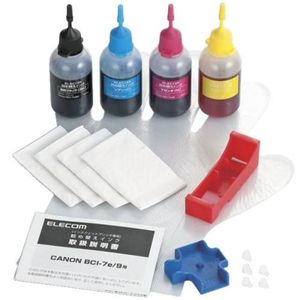 エレコム キヤノン用 詰め替えインク(4色セット) THC-7BCSET4N