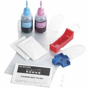 エレコム キヤノン用 詰め替えインク(2色セット) THC-7PSET4N