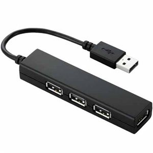 エレコム USBHUB2.0/カラフル/バスパワー/4ポート/9cm/ブラック U2H-SS4BBK
