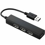 エレコム USBHUB2.0/カラフル/バスパワー/4ポート/9cm/ブラック U2H-SS4BBK
