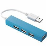 エレコム USBHUB2.0/カラフル/バスパワー/4ポート/9cm/ブルー U2H-SS4BBU