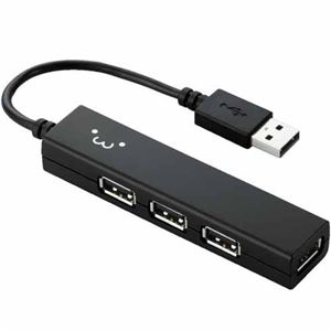 エレコム USBHUB2.0/カラフル/バスパワー/4ポート/9cm/ブラックFACE U2H-SS4BF1BK