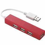 エレコム USBHUB2.0/カラフル/バスパワー/4ポート/9cm/レッド U2H-SS4BRD