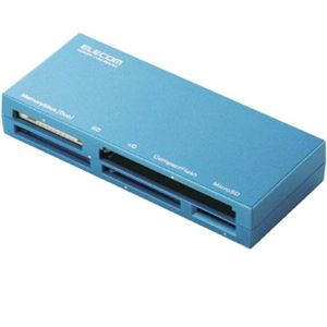 エレコム メモリリーダライタ/ケーブル収納/SD+MS+CF+XD対応/ブルー MR-K008BU