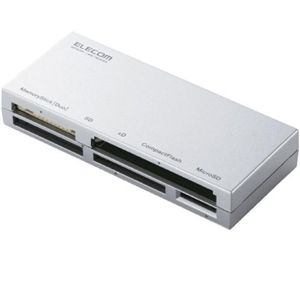 エレコム メモリリーダライタ/ケーブル収納/SD+MS+CF+XD対応/シルバー MR-K008SV