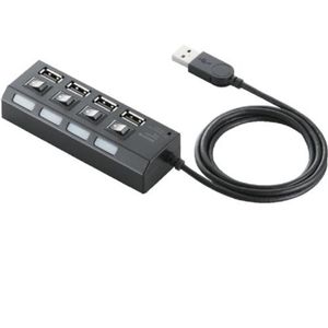 エレコム USB2.0HUB/個別スイッチ付/バスパワー/4ポート/1m/ブラック U2H-TZS410BBK