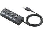 エレコム USB2.0HUB/個別スイッチ付/バスパワー/4ポート/1m/ブラック U2H-TZS410BBK