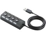 エレコム USB2.0HUB/個別スイッチ付/セルフパワー/4ポート/2m/ブラック U2H-TZS420SBK