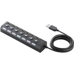 エレコム USB2.0HUB/個別スイッチ付/セルフパワー/7ポート/2m/ブラック U2H-TZS720SBK