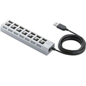 エレコム USB2.0HUB/個別スイッチ付/セルフパワー/7ポート/2m/シルバー U2H-TZS720SSV