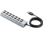 エレコム USB2.0HUB/個別スイッチ付/セルフパワー/7ポート/2m/シルバー U2H-TZS720SSV