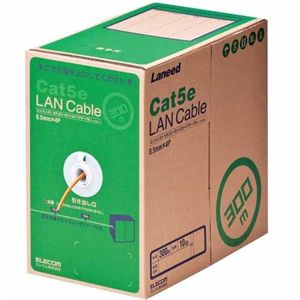 エレコム RoHS対応LANケーブル/CAT5E/300m/オレンジ/簡易パッケージ LD-CT/DR300/RS